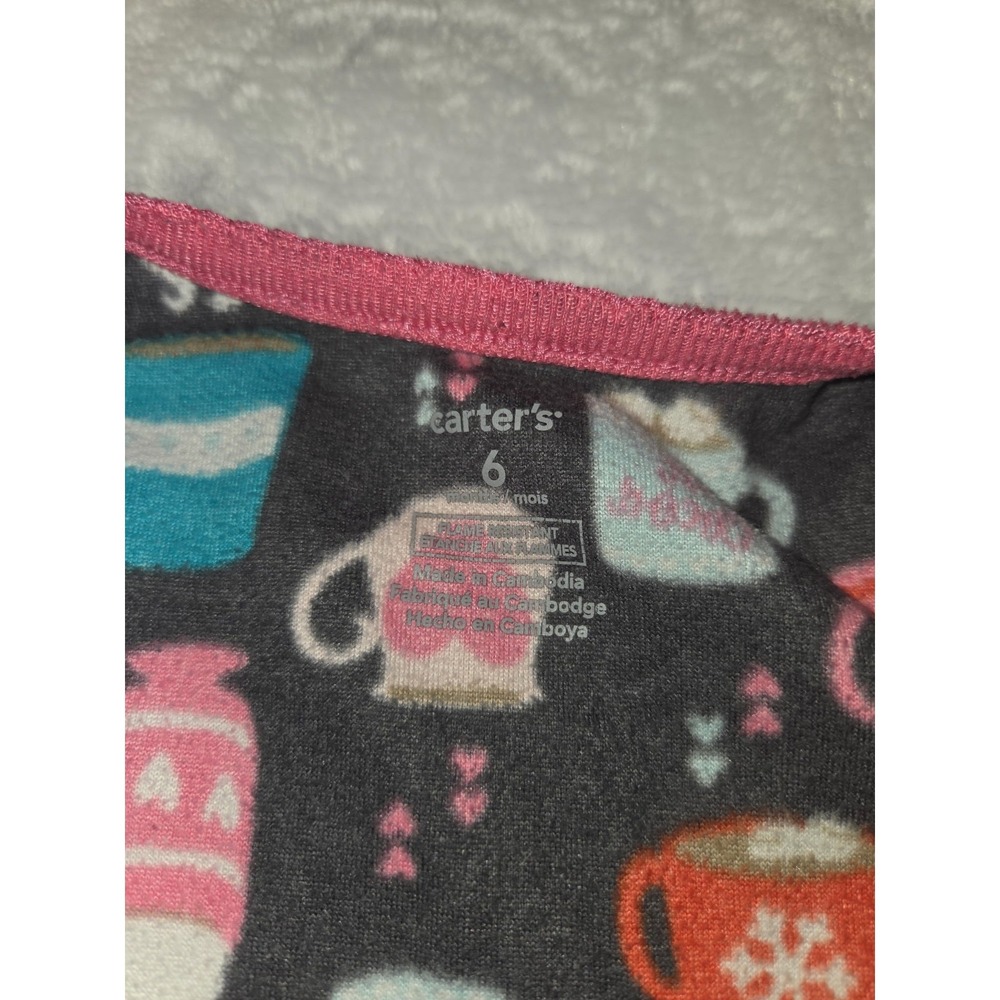 Blanket/Sleeper SET Carter's Footed Fleece Zip  Hot Cocoa Graphic Print  6M 018 - Picture 6 of 14